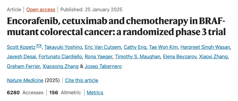 Encorafenib, cetuximab, and chemotherapy in BRAF-mutant colorectal cancer